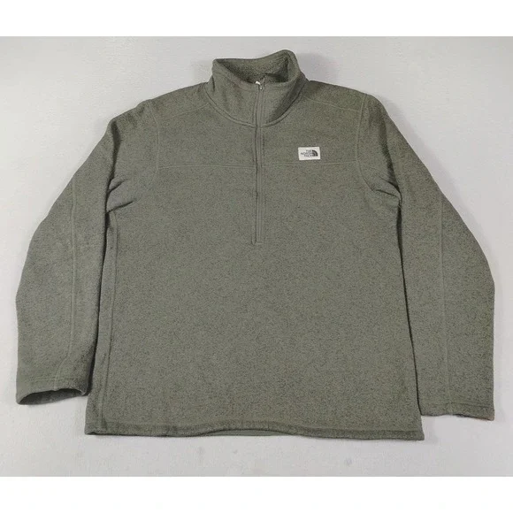 The North Face Pullover Mens Large Green Fleece 1/4 Zip Thermal Hiking Outdoors