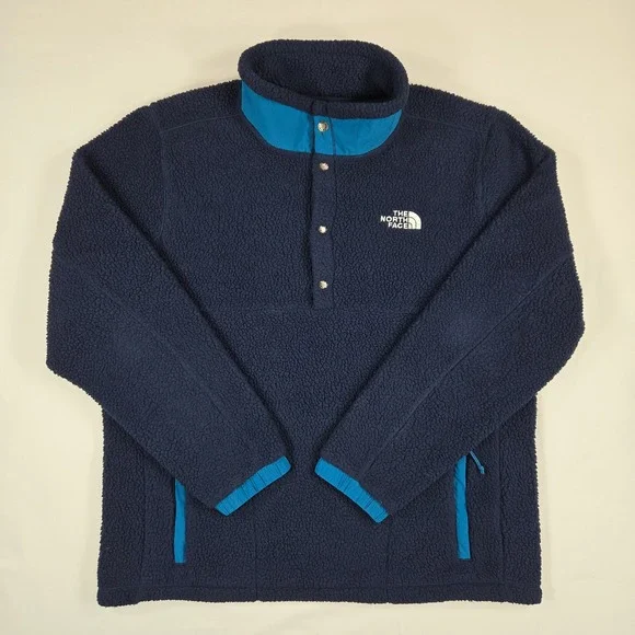 The North Face Men Gorpcore Snap Fleece Pullover Navy Teal Outdoor XL‎