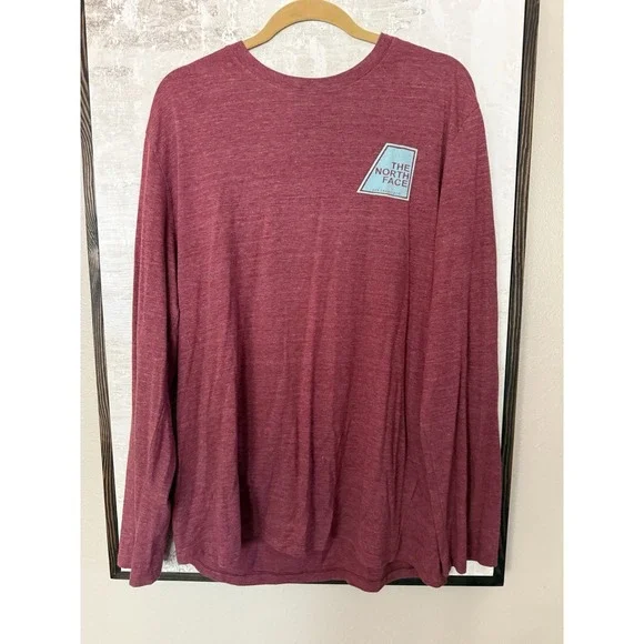 The North Face Mens Dark Red Long‎ Sleeve  T-Shirt Logo SanFrancisco Size XL