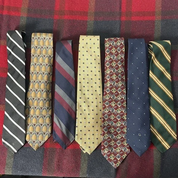 Designer Tie Lot Christian Dior Brooks Brothers Mens One Size Multicolor Silk