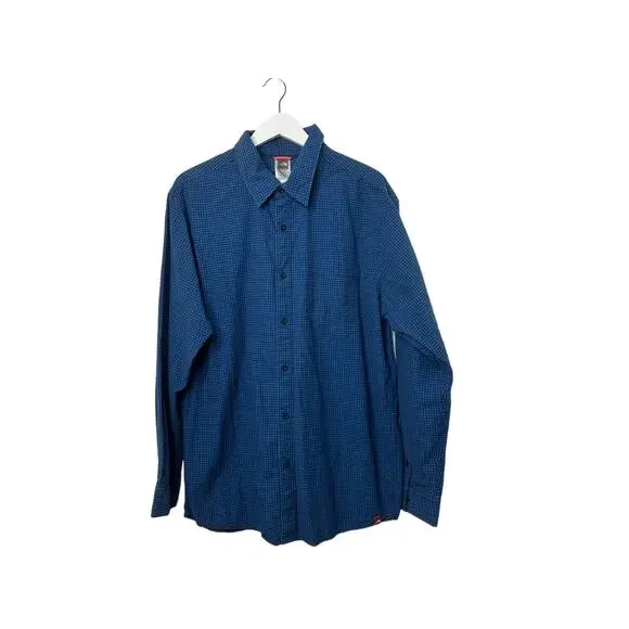 The North Face Blue & Black Plaid Long Sleeve Button Down Shirt Men's Large