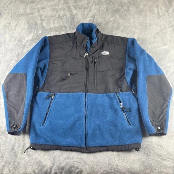 The North Face Blue Black Full Zip Fleece Jacket‎ Men's Polartec Outdoor Size L