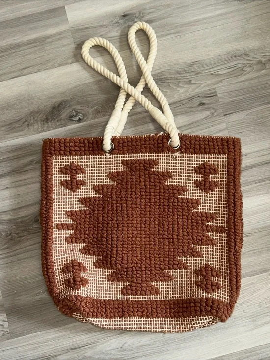 Grace Lace Coastal Rope Tote Bag Rustic Nautical Beach Cabincore Boho Textured