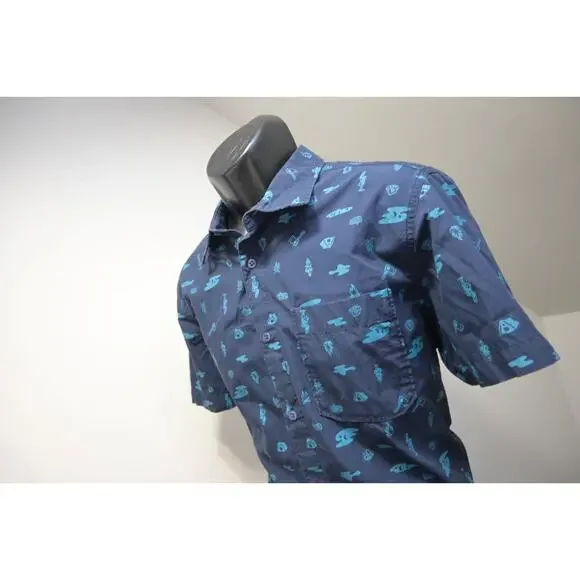 North Face Camp Shirt‎ Graphic Short Sleeve Hiking Pocket Button Up Mens Large