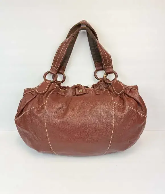 Lucky Brand Brown Leather Hobo Shoulder Bag with Floral Interior Lining