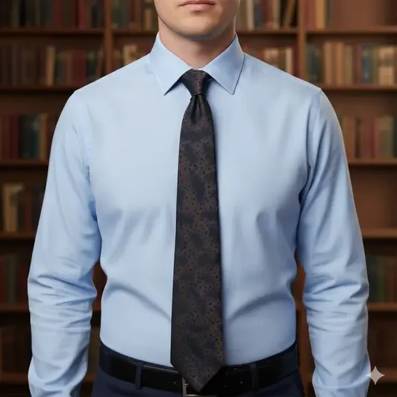 Andrew Fezza Brown and Blue Patterned Silk Tie