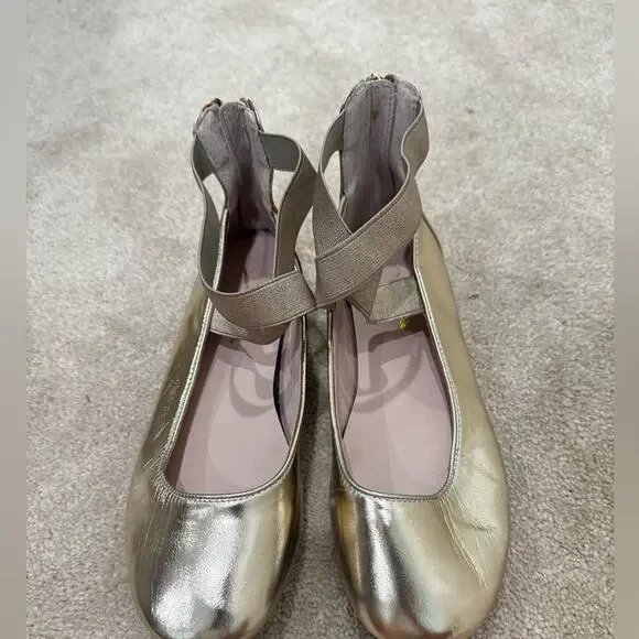 girls, Nia Elegant Gold Ballet Flats, size 4