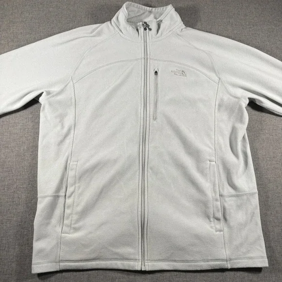 The North Face Fleece Jacket Mens XL Gray Full Zip Mock Neck Raglan Pocket