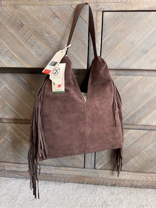NWT Divina Firenze Italian leather suede fringe bag