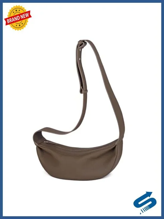 Genuine Leather Sling Bag Crossbody Women Minimalist Hobo Wide Strap