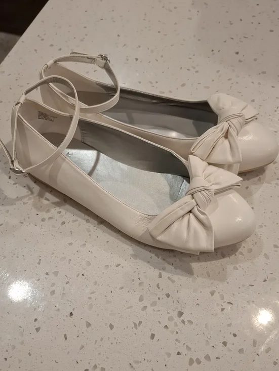 Janie And Jack Girls White Bow Flats Size 4