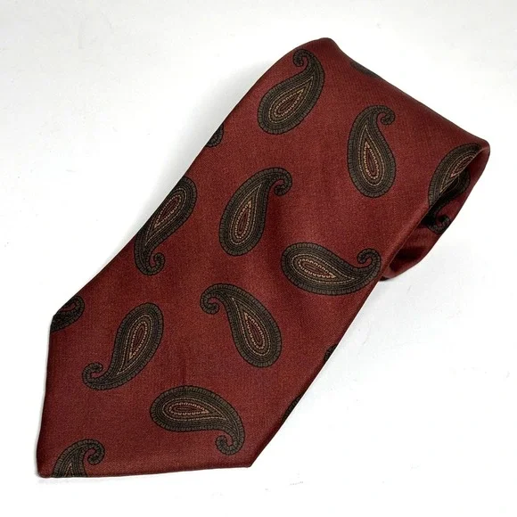 Mallory & Church Paisley Tie Mens OS Burgundy Silk Blend London‎ Ltd Preppy