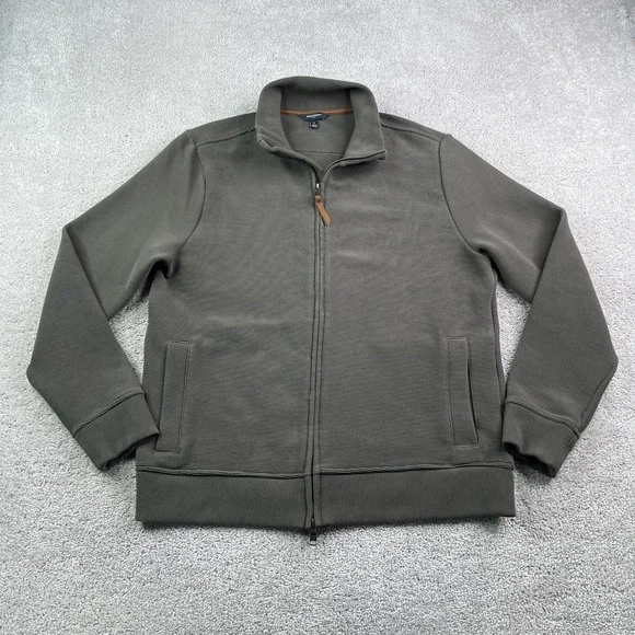 Banana Republic Jacket Mens Large Olive Green Ottoman Ribbed Full Zip Coat