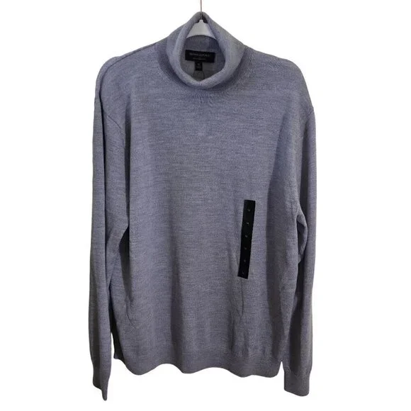 Banana Republic NWT Gray Merino Wool Lightweight Turtleneck Sweater Size XL