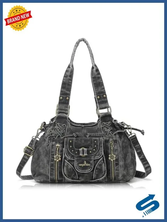 Retro Washed Leather Hobo Bag with Removable Strap - Roomy Small Handbag