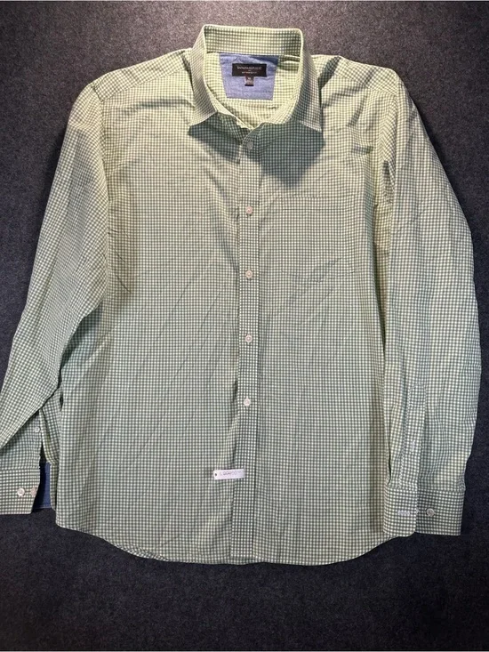 Banana Republic Light Green Micro-Check Dress Shirt