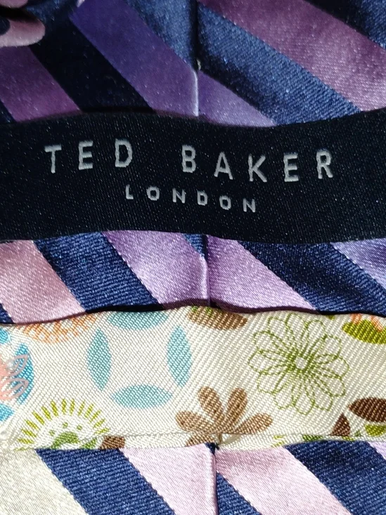 Ted Baker Striped Silk Tie in Navy and Pink