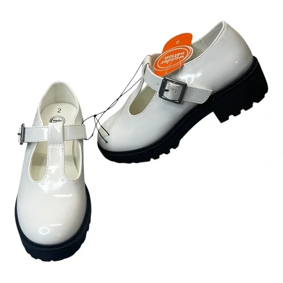 Wonder Nation White Black Soles Mary Jane Girl’s Shoe’s Memory Foam Insoles New