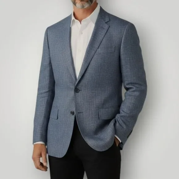 BANANA REPUBLIC Men's Blazer 42R Blue 100% Linen Sport Coat 2-Button Jacket Suit