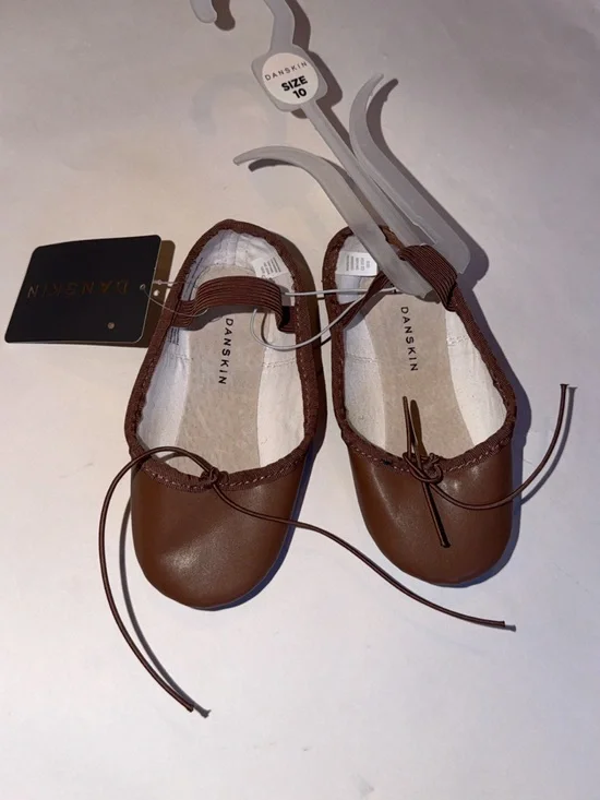Danskin Now Brown Girls' Ballet Flats with Bow Accent