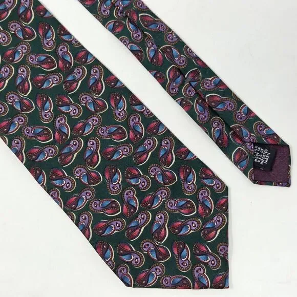 CHRISTIAN DIOR MONSIEUR VINTAGE SILK TIE GREEN PURPLE PAISLEY 4