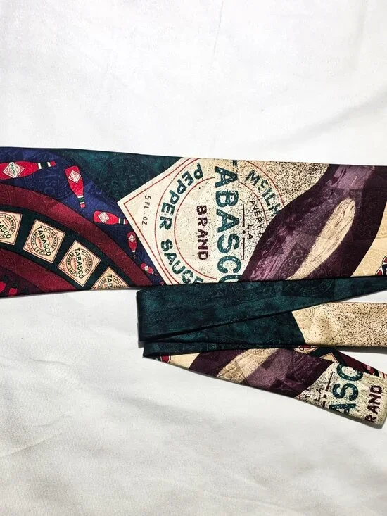 Mens Tabasco Tie Vintage LOGO 100% Silk Luxury Collection Item