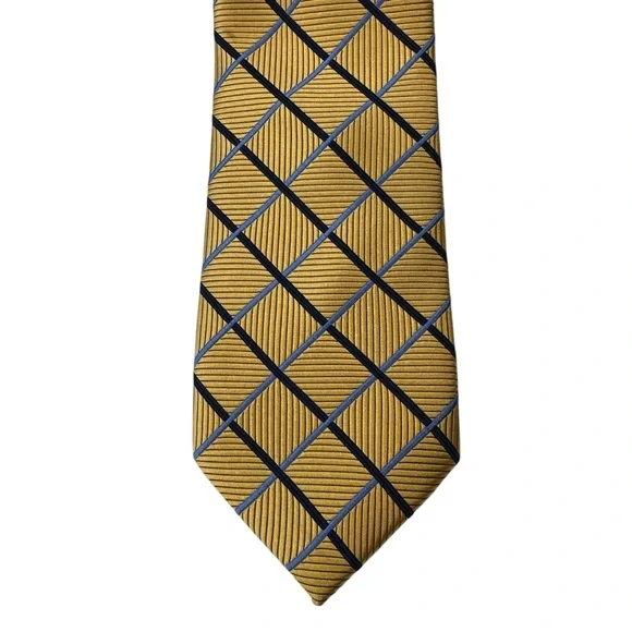 Jos. A. Bank tie,‎ traveler stain resistant, 100% silk, gold and blue