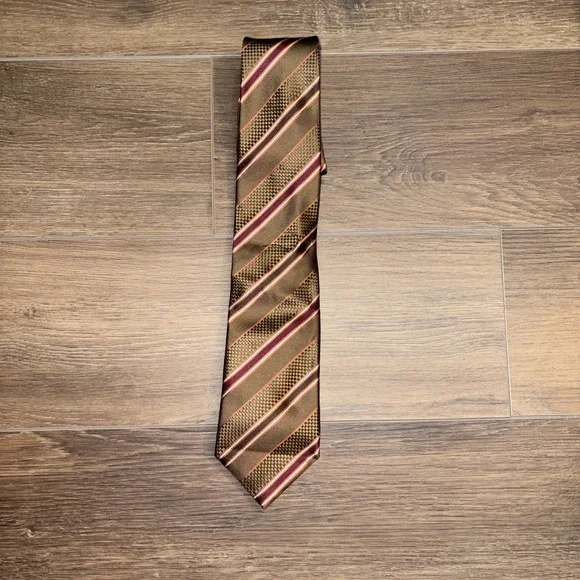 Canali Italy Tie Striped Chocolate Brown Necktie Silk Office Italy‎ 3.75x59