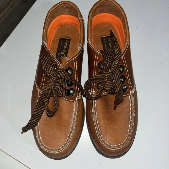 Old Stock JCPenney Leather Vintage Kids Shoes Toddler‎ Brown Oxfords 3.5 D