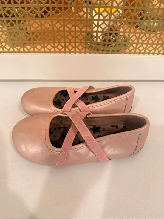 Livie & Luca Pink Leather Ballet Flats with Crisscross Straps! GUC! Size 12T