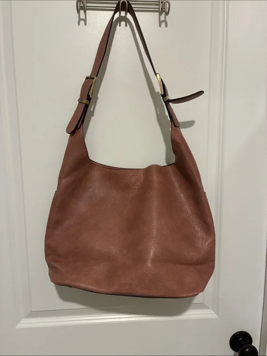 2-in-1 Everyday Leather-Feel Hobo Shoulder & Crossbody Bags in Rose