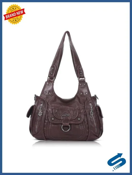 Vegan Leather Hobo Shoulder Bag with Adjustable Strap for Women