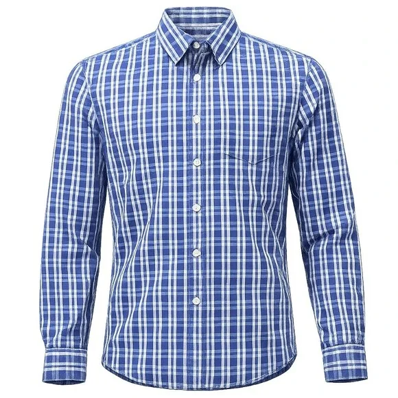 Banana Republic Soft Wash Mens Blue Teal Plaid Button Down Shirt Size‎ M