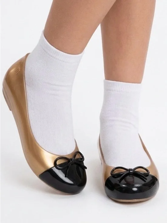 New Mini Mellisa Ballet Flats Dress Shoes Girl’s 1 Rose Black Cap Toe & Bow NWOT
