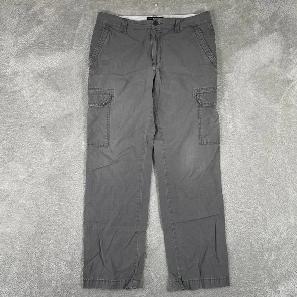 Banana Republic Cargo Pants Mens 33x32 Gray Ripstop‎ Cotton Multi Pocket Utility