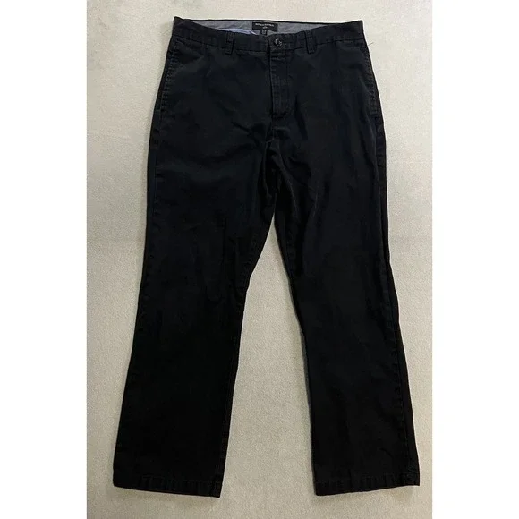 Banana Republic Gavin Chino Pants 35x30 Black Cotton High Rise Straight Leg