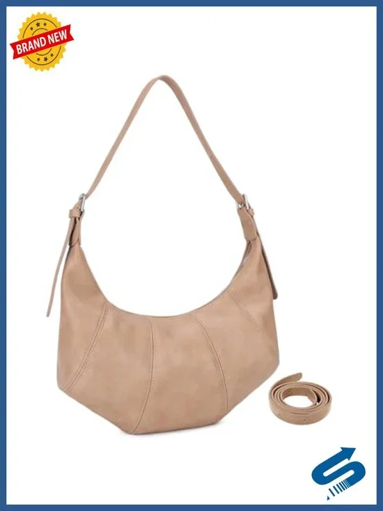 Slouchy Vegan Leather Hobo Shoulder Bag with 2 Adjustable Straps Convertible
