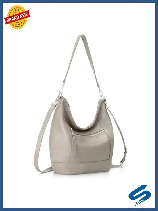 Genuine Leather Crossbody Hobo Purse for Women Soft Lightweight Handbags with 2