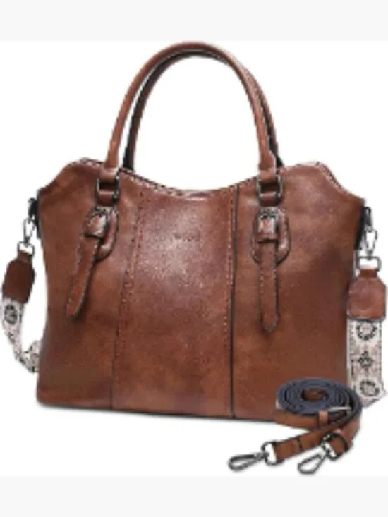Vegan Leather Hobo Bag with Crossbody Guitar Strap