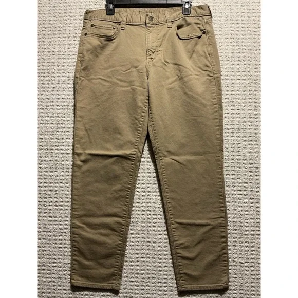 Banana Republic Travel Jean Khaki Tan Straight Leg 34x30 Athletic Fit