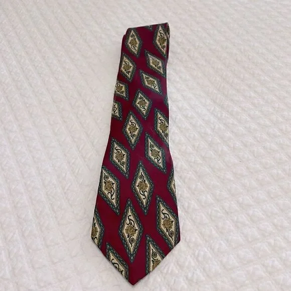 Oscar Dela Renta Neck Tie Red and Rose Design