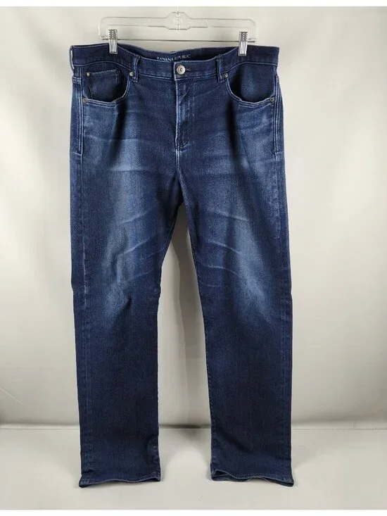 Banana Republic Jeans Mens 38x34 Blue Navy Traveler Slim Fit Denim Pants