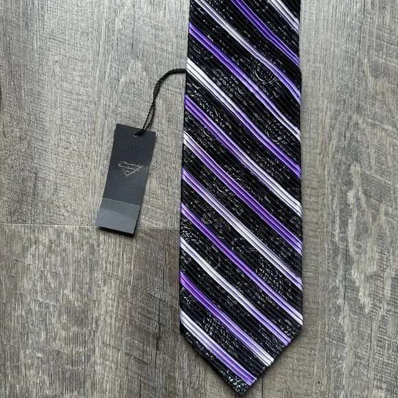 NEW Vitaliano Pancaldi men's purple abstract colorful 100% silk luxury tie NWT