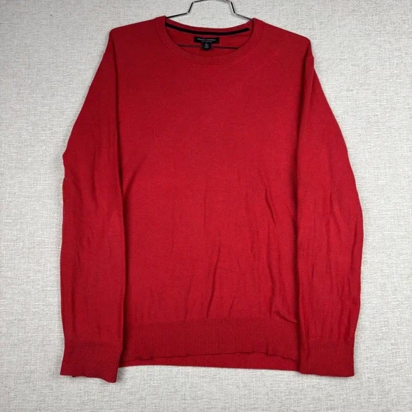 Banana Republic Mens XL Red Pima Cotton Crewneck Knit Sweater Pullover Classic