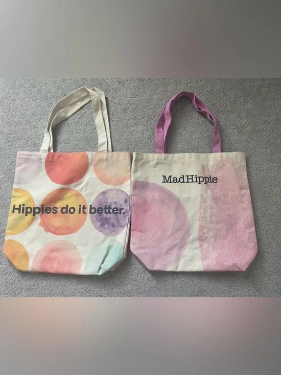 Two Mad Hippie Pink & Pastel Circle Canvas Tote Bag