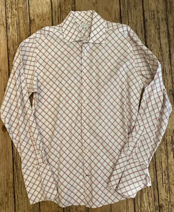Banana Republic Mens Size L 16-16 1/2 Plaid Collared Button Down Dress Shirt