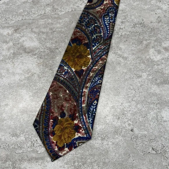 Surrey Tie Mens One Size Multicolor Paisley Polyester‎ Satin Made In USA Necktie