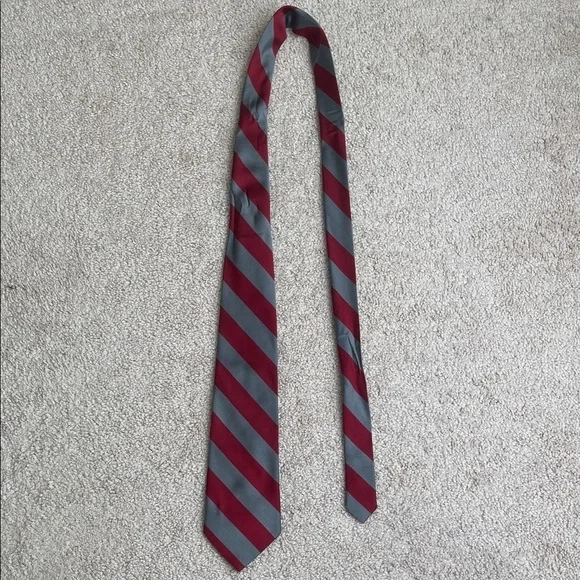 Elegant Burgundy and Gray Striped Men's Tie