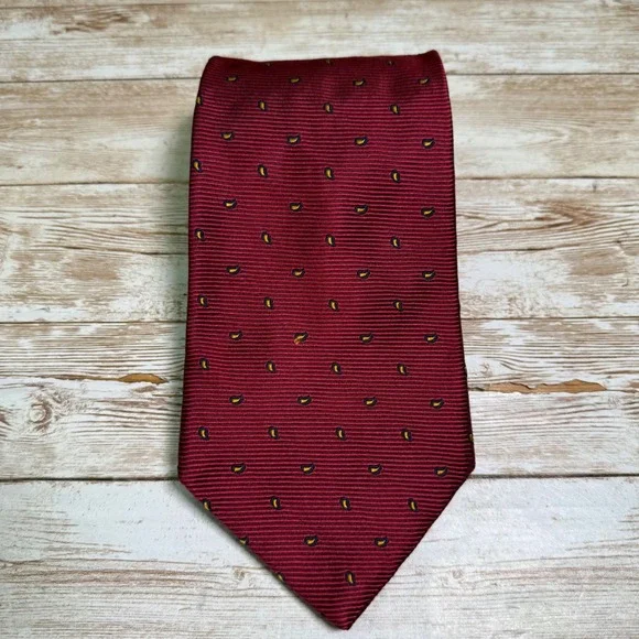 Brooks Brothers Tie Mens One Size Burgundy Silk Paisley Ribbed Made In USA