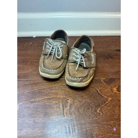 Sperry Top-Sider Billfish Boys Brown Leather Boat Shoes Loafers Size 9.5M